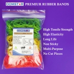 DOMSTAR Premium Fluorescent Nylon Rubber Bands with Zipper Pouch(4inch,100gm,150pcs) - Elastic Bands for Office and Home