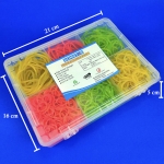 Rubber Band for Office - 6 Sizes, Multicolor, Plastic Box - DOMSTAR