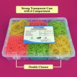 Rubber Band for Office - 6 Sizes, Multicolor, Plastic Box - DOMSTAR